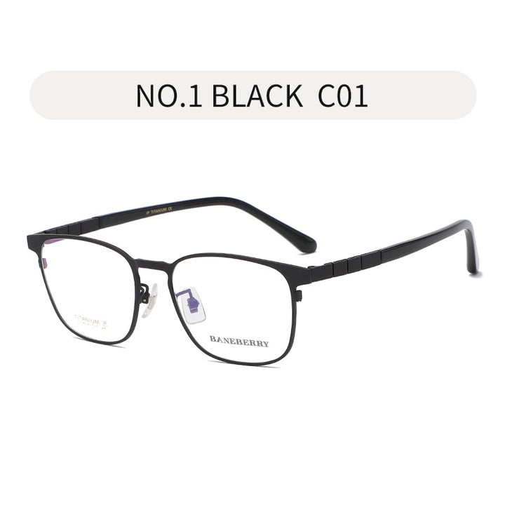 Reven Jate Unisex Full Rim Square Titanium Frame Eyeglasses 71079 Full Rim Reven Jate black  