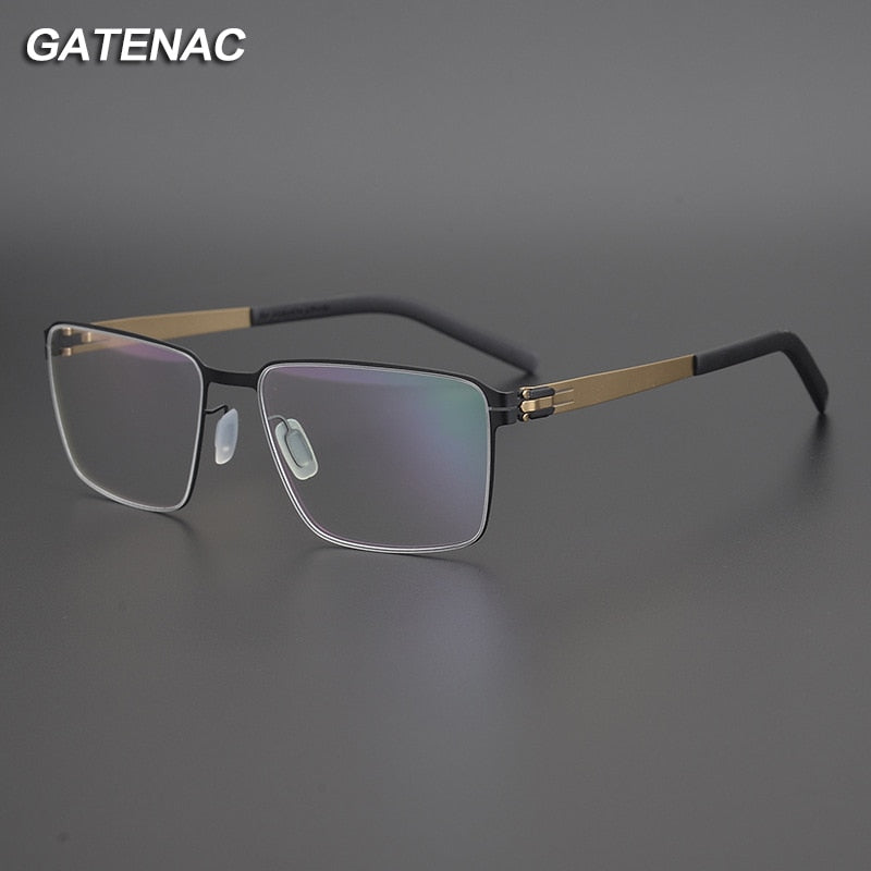 Gatenac Unisex Full Rim Square Titanium Alloy Eyeglasses Gxyj1075 Full Rim Gatenac   