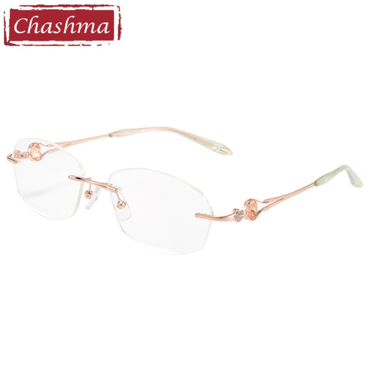 Chashma Ottica Women's Rimless Square Stainless Steel Eyeglasses 52006 Rimless Chashma Ottica Rose Gold  