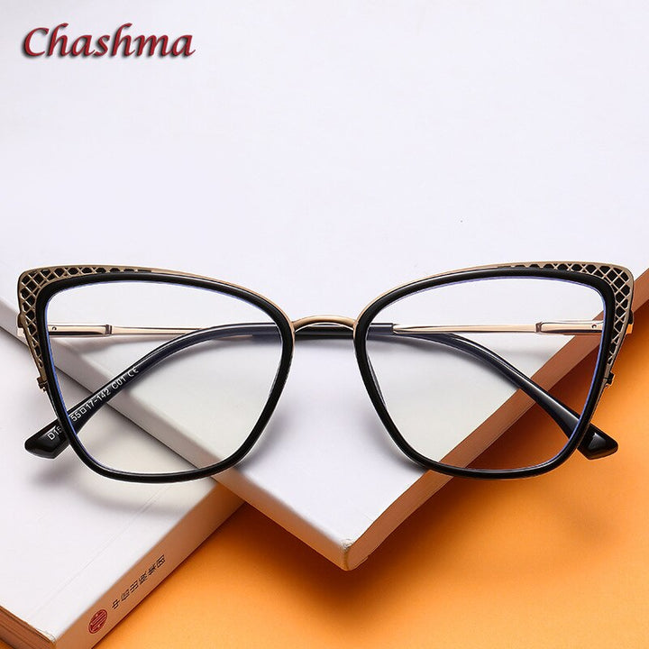 Chashma Ochki Women's Full Rim Square Cat Eye Tr 90 Titanium Eyeglasses 1525 Full Rim Chashma Ochki   