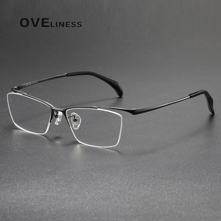 Oveliness Unisex Semi Rim Square Titanium Eyeglasses 6650 Semi Rim Oveliness gun  