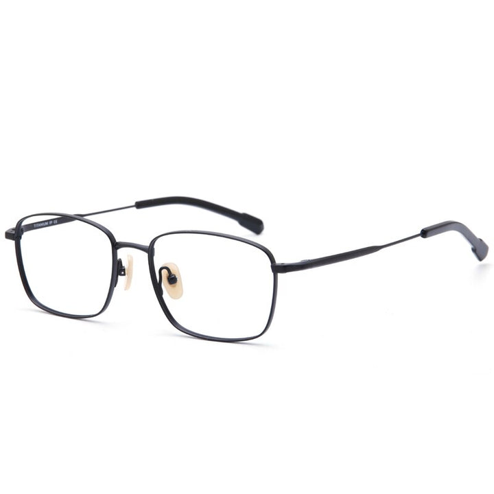 Muzz Men's Full Rim Square Titanium Eyeglasses H9041 Full Rim Muzz Silver Gold  