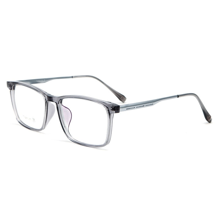 Yimaruili Men's Full Rim Square Acetate Titanium Eyeglasses 2502ti Full Rim Yimaruili Eyeglasses Transparent Gray  