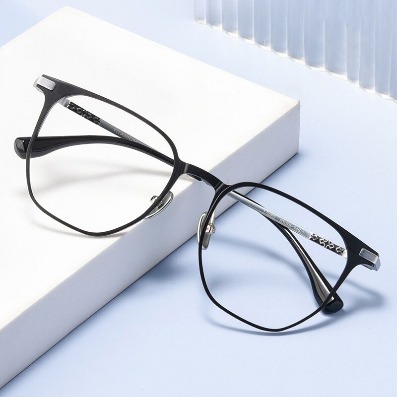 KatKani Unisex Full Rim Square Titanium Aluminum Magnesium Eyeglasses L5069m Full Rim KatKani Eyeglasses   