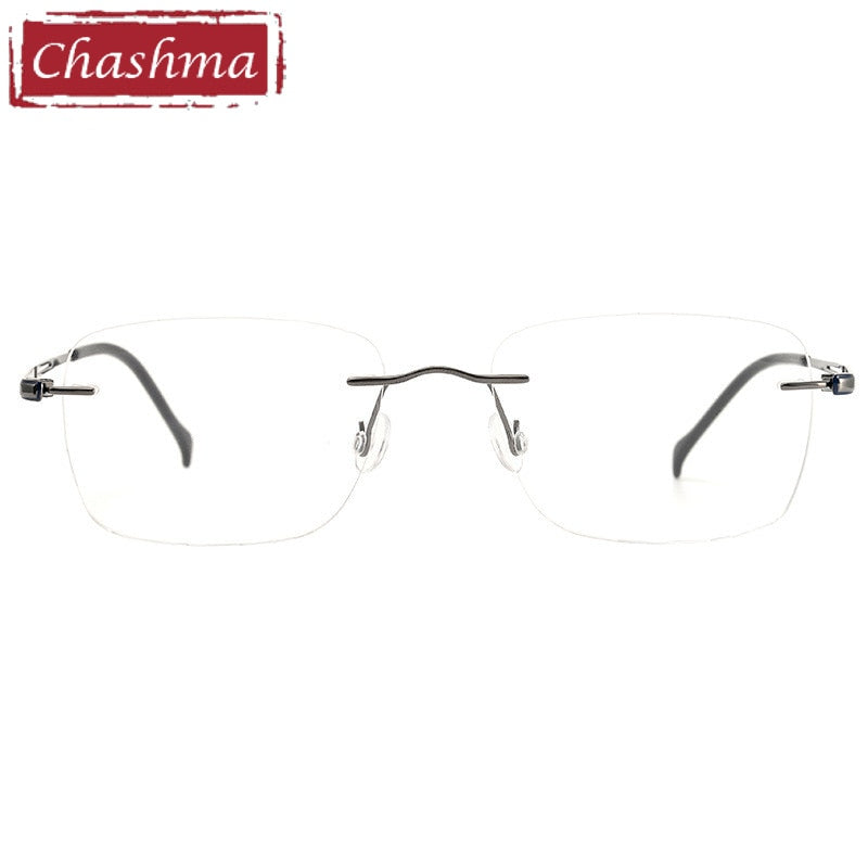 Chashma Ottica Unisex Rimless Square Titanium Customized Lens Shape Eyeglasses 16068 Rimless Chashma Ottica   