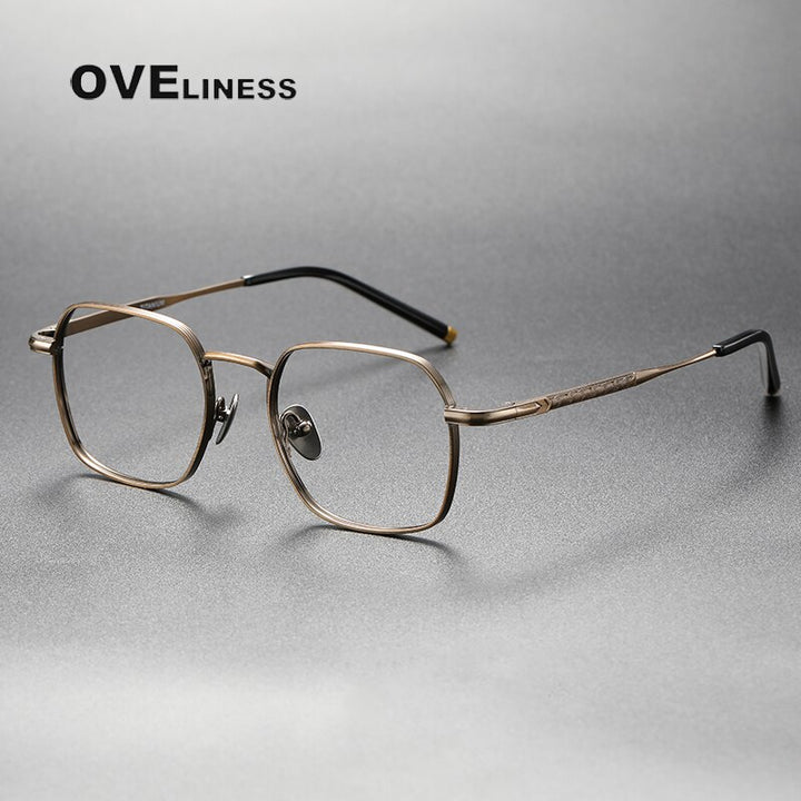 Oveliness Unisex Full Rim Irregular Square Titanium Eyeglasses Capeua Full Rim Oveliness bronze  