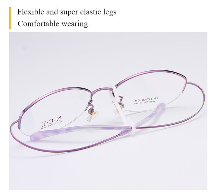 Bclear Women's Semi Rim Titanium Oval Eyeglasses Sc18026 Semi Rim Bclear   