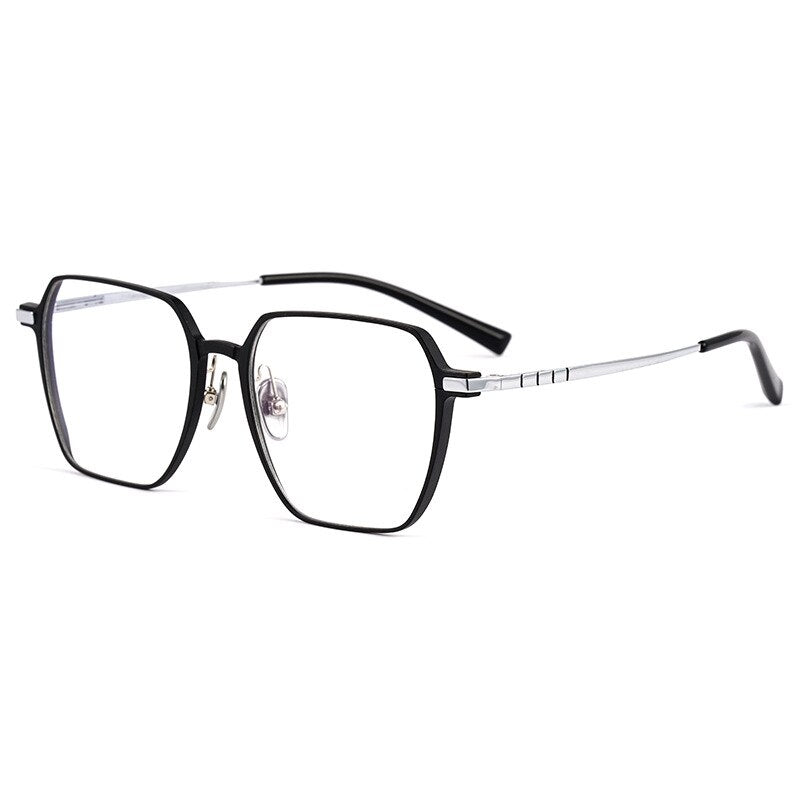 KatKani Unisex Full Rim Irregular Square Aluminum Magnesium Titanium Eyeglasses L5083m Full Rim KatKani Eyeglasses   