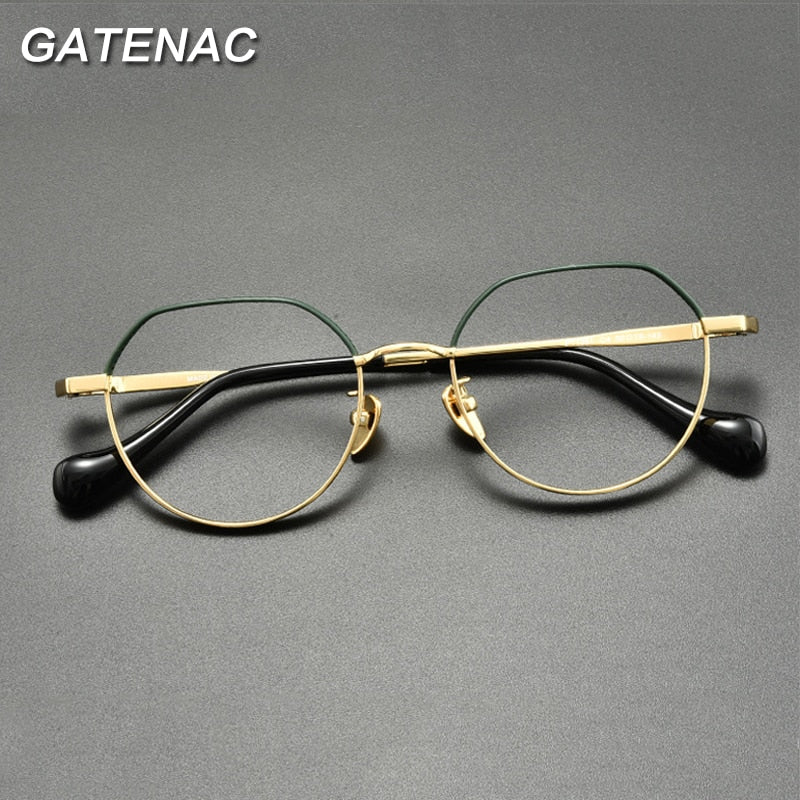 Gatenac Unisex Full Rim Oval Round Titanium Eyeglasses Gxyj837 Full Rim Gatenac   