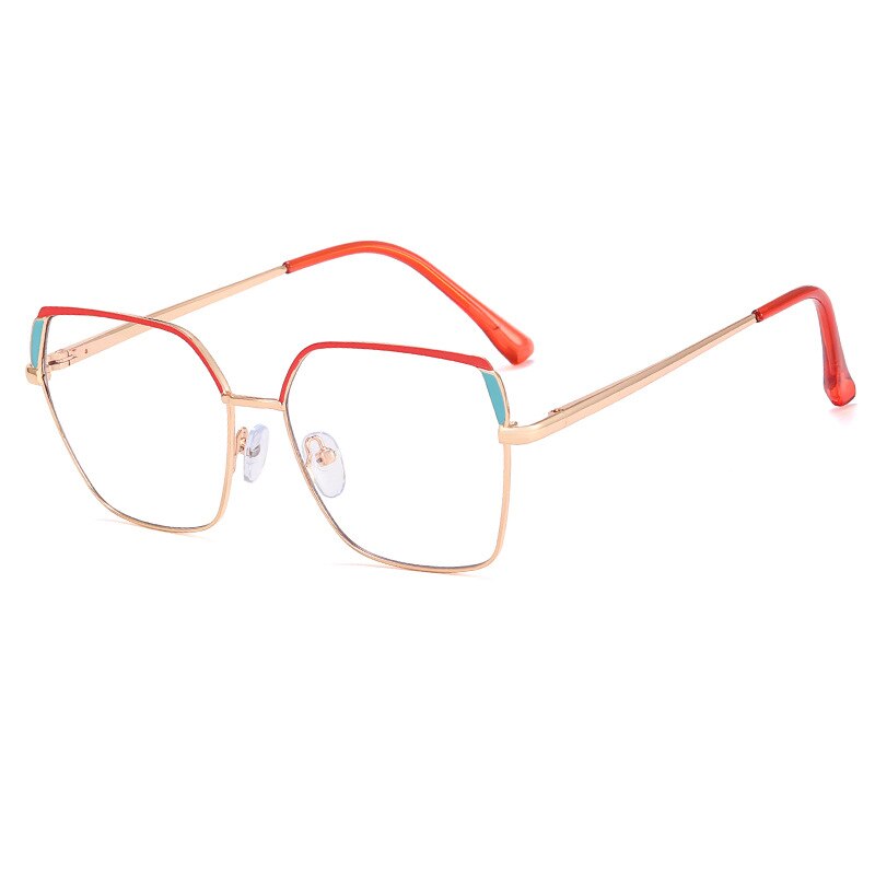 CCSpace Women's Full Rim Squar Cat Eye Titanium Alloy Eyeglasses 55574 Full Rim CCspace China C6Orange 