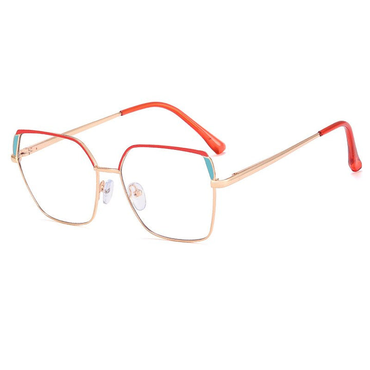 CCspace Women's Full Rim Squar Cat Eye Titanium Alloy Eyeglasses 55574 Full Rim CCspace China C6Orange 