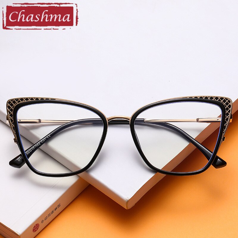Chashma Women's Full Rim Cat Eye TR 90 Titanium Frame Eyeglasses 1525 Full Rim Chashma   