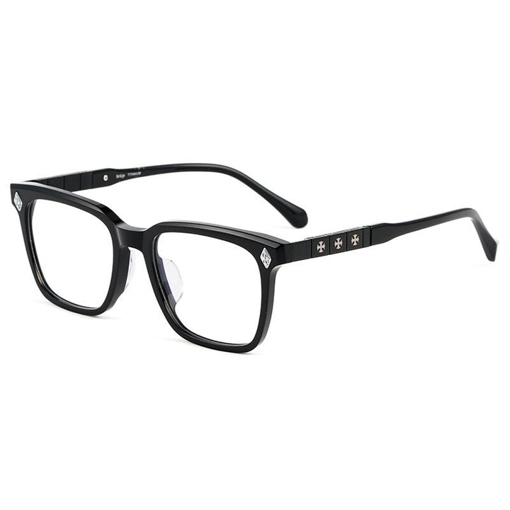 Yimaruili Unisex Full Rim Square Acetate Titanium Eyeglasses 3021U Full Rim Yimaruili Eyeglasses   
