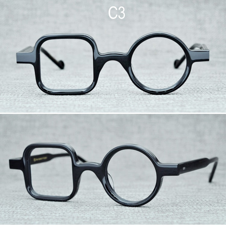 Yujo Unisex Full Rim Square Round Handcrafted Acetate Eyeglasses Clip On Sunglasses 002 Clip On Sunglasses Yujo C3 China 