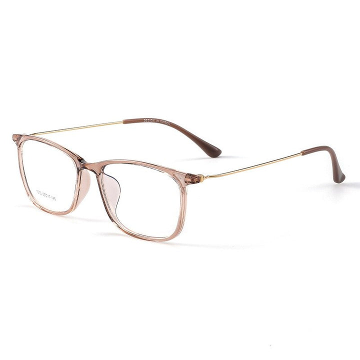 KatKani Unisex Full Rim Square Tr 90 Eyeglasses 1013 Full Rim KatKani Eyeglasses Transparent Tea  