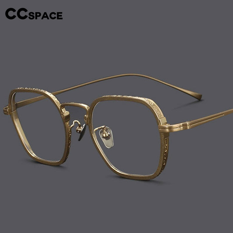 CCspace Unisex Full Rim Irregular Square Titanium Eyeglasses 54974 Full Rim CCspace   