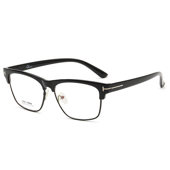 CCSpace Unisex Full Rim Square Alloy Acetate Frame Eyeglasses 54408 Full Rim CCspace China bright-black 