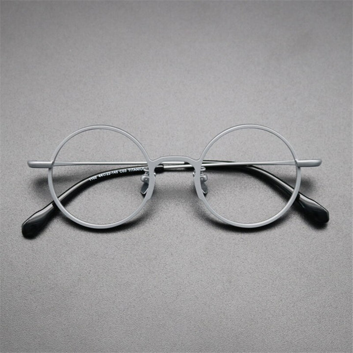 Cubojue Unisex Full Rim 44mm Round Titanium Anti Blue Reading Glasses Reading Glasses Cubojue 0 no function grey 