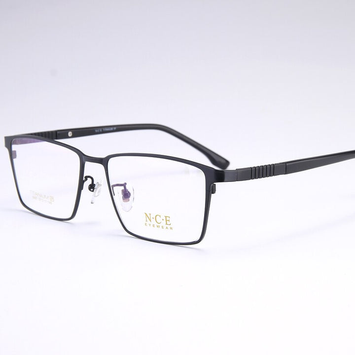 Bclear Men's Full Rim Square Titanium Eyeglasses My5007 Full Rim Bclear Black  
