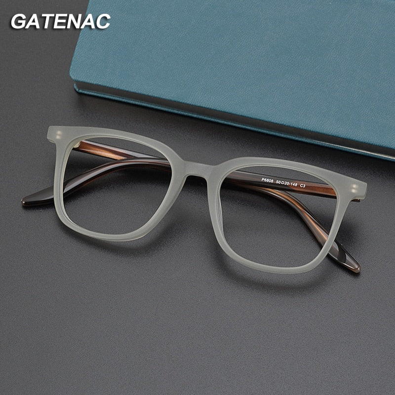 Gatenac Unisex Full Rim Square Acetate Eyeglasses Gxyj1024 Full Rim Gatenac   