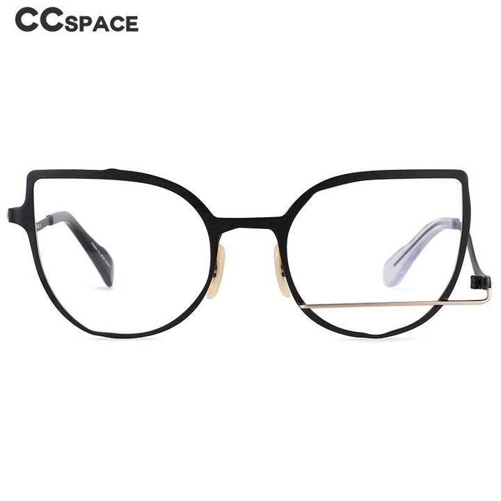 CCSpace Unisex Full Rim Irregular Cat Eye Alloy Frame Eyeglasses 54415 Full Rim CCspace   