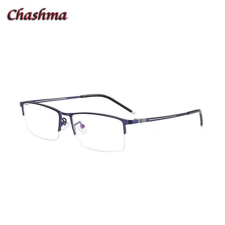 Chashma Ochki Men's Semi Rim Square Alloy Eyeglasses 9070 Semi Rim Chashma Ochki Blue  