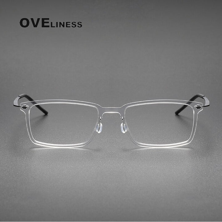 Oveliness Unisex Full Rim Square Acetate Titanium Eyeglasses 6528 Full Rim Oveliness   