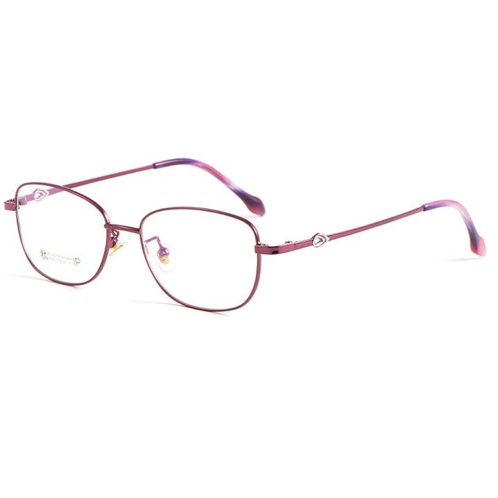 Katkani Women's Full Rim Square Titanium Alloy Eyeglasses 3526x Full Rim KatKani Eyeglasses Purple  