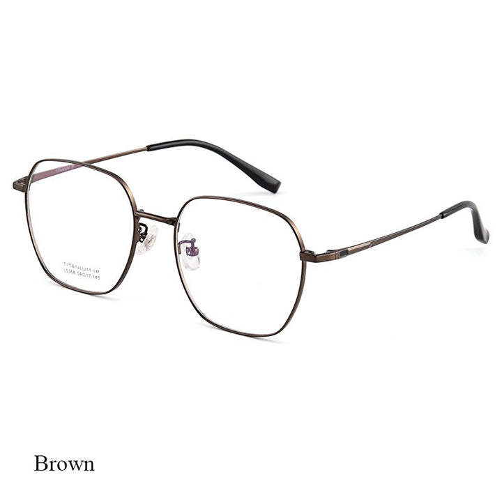 Bclear Unisex Full Rim Polygonal Square Titanium Eyeglasses Lb5368 Full Rim Bclear Brown  