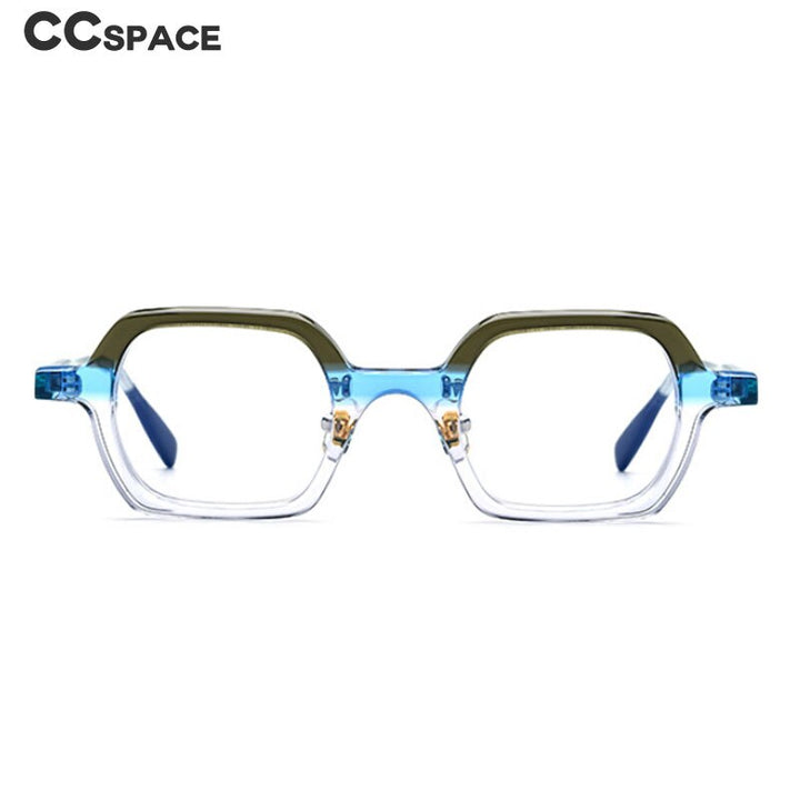 CCspace Unisex Full Rim Small Irregular Square Acetate Eyeglasses 54705 Full Rim CCspace   