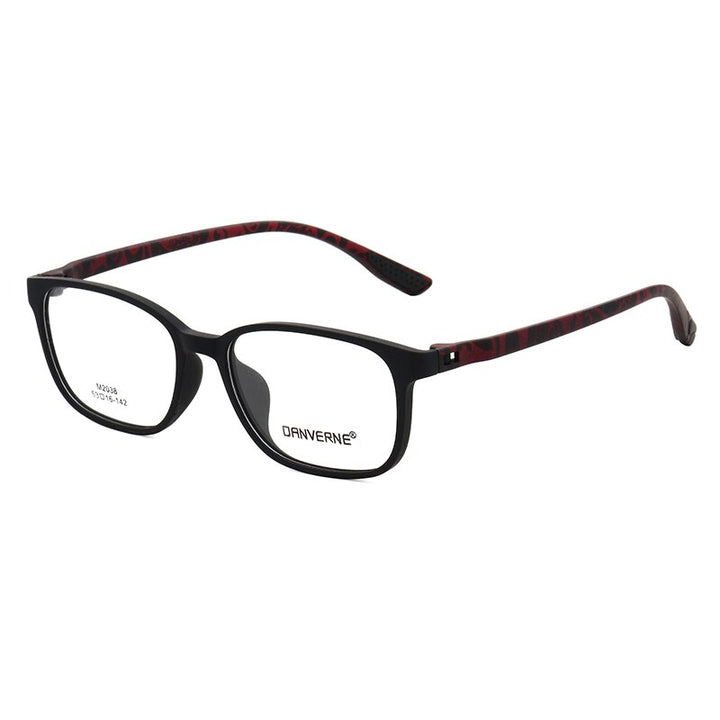 Zirosat Unisex Full Rim Square Ultem Frame Eyeglasses M2038 Full Rim Zirosat black-red  