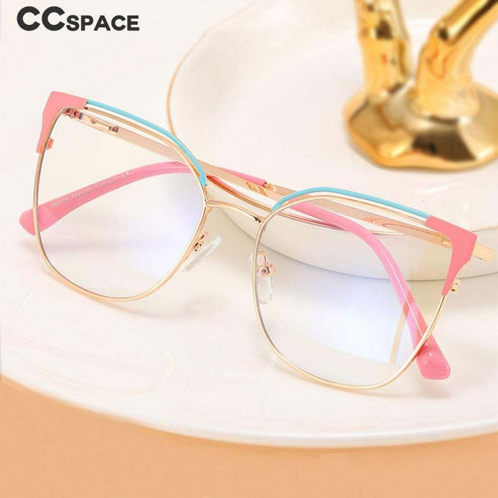 CCSpace Women's Full Rim Square Cat Eye Alloy Eyeglasses 53363 Full Rim CCspace   