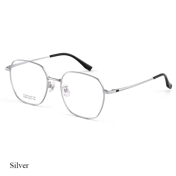 Bclear Unisex Full Rim Polygonal Square Titanium Eyeglasses Lb5368 Full Rim Bclear Silver  