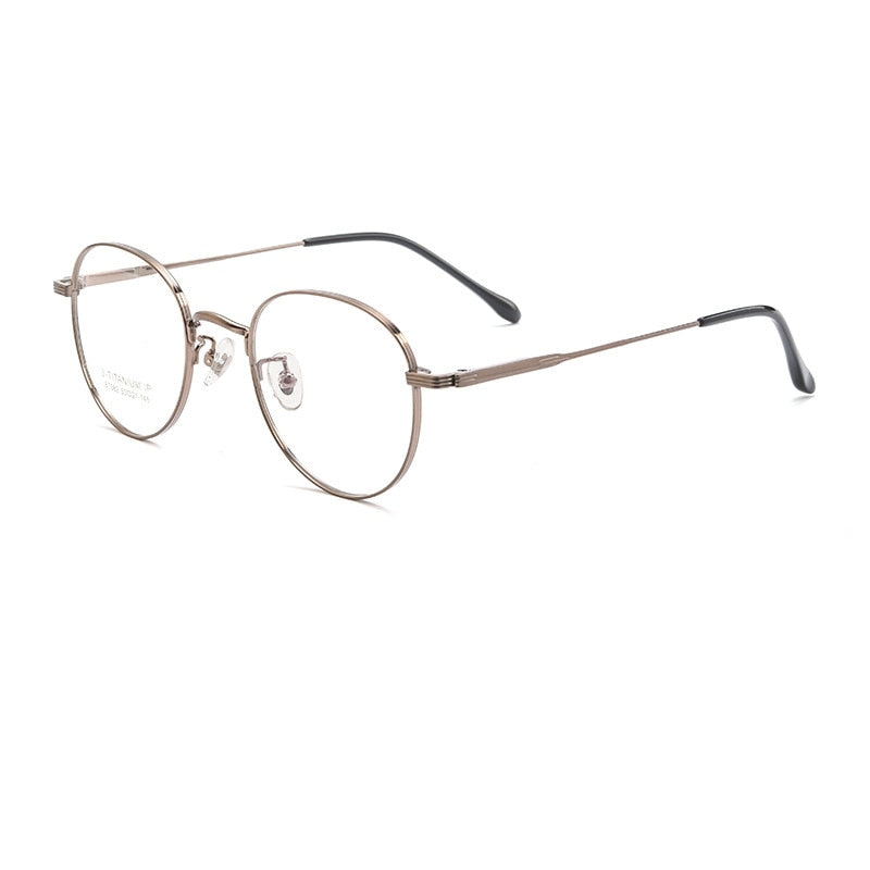 Yimaruili Unisex Full Rim Polygonal Titanium Eyeglasses Bt082t Full Rim Yimaruili Eyeglasses Bronze  