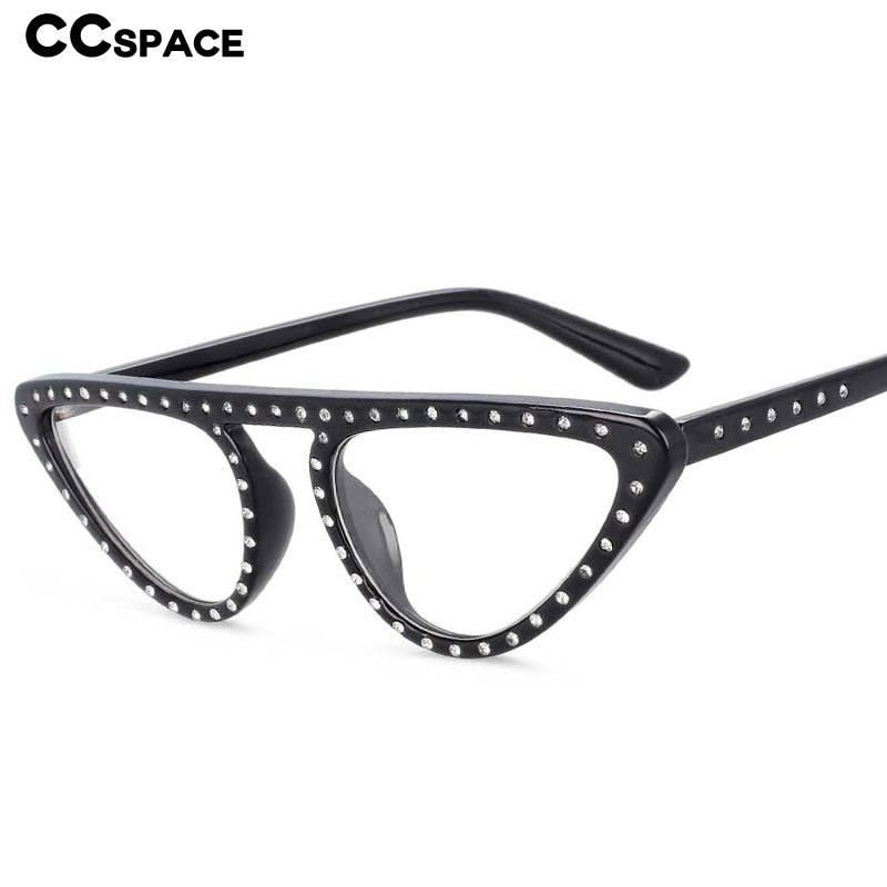 CCSpace Women's Full Rim Polygon Cat Eye Jewelled Resin Frame Eyeglasses 54134 Full Rim CCspace   