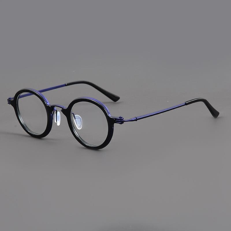 Gatenac Unisex Full Rim Small Irregular Round Acetate Eyeglasses Gxyj881 Full Rim Gatenac Purple Blue  