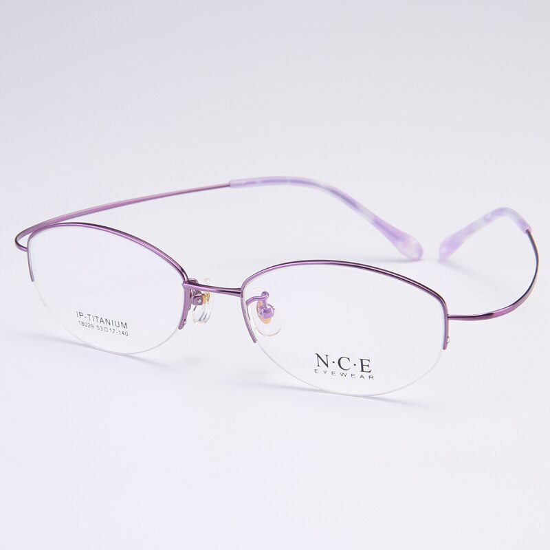 Bclear Women's Semi Rim Titanium Oval Eyeglasses Sc18029 Semi Rim Bclear Light Purple  