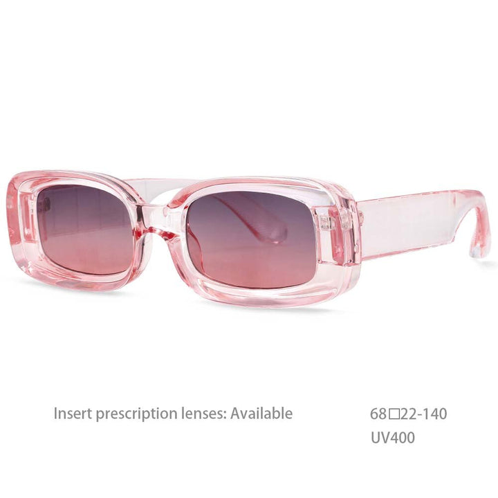 CCSpace Unisex Full Rim Rectangle Resin Frame Punk Sunglasses 54430 Sunglasses CCspace Sunglasses Pink as picture 