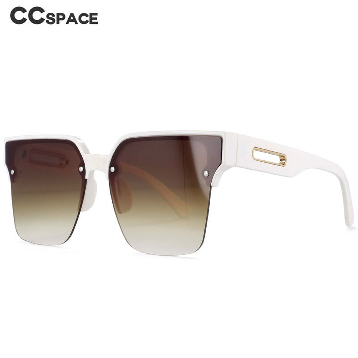CCSpace Women's Semi Rim Oversized Square Cat Eye Resin Frame Sunglasses 54201 Sunglasses CCspace Sunglasses   
