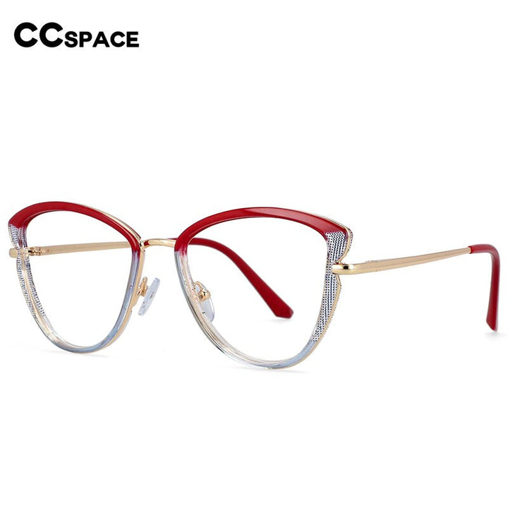 CCSpace Women's Full Rim Square Cat Eye Tr 90 Titanium Frame Eyeglasses 54277 Full Rim CCspace   