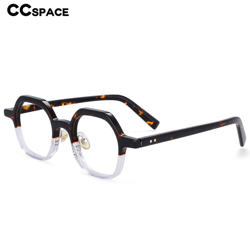 CCSpace Unisex Full Rim Polygonal Acetate Frame Eyeglasses 54229 Full Rim CCspace   