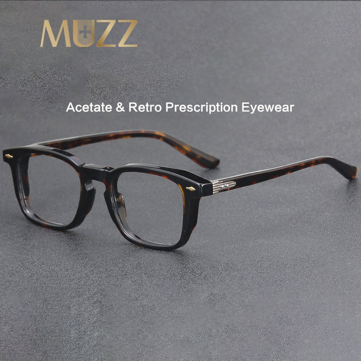 Muzz Men's Full Rim Square Acetate Eyeglasses 98625 Full Rim Muzz   