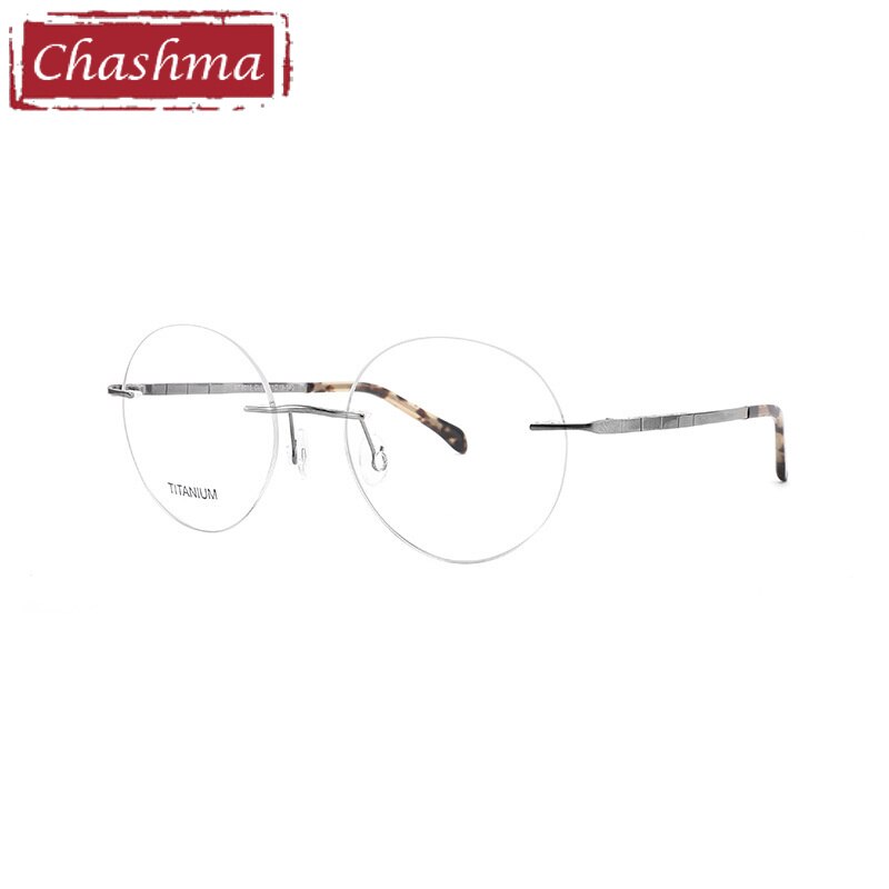 Chashma Ottica Unisex Rimless Round Titanium Eyeglasses 9015 Rimless Chashma Ottica Gray  
