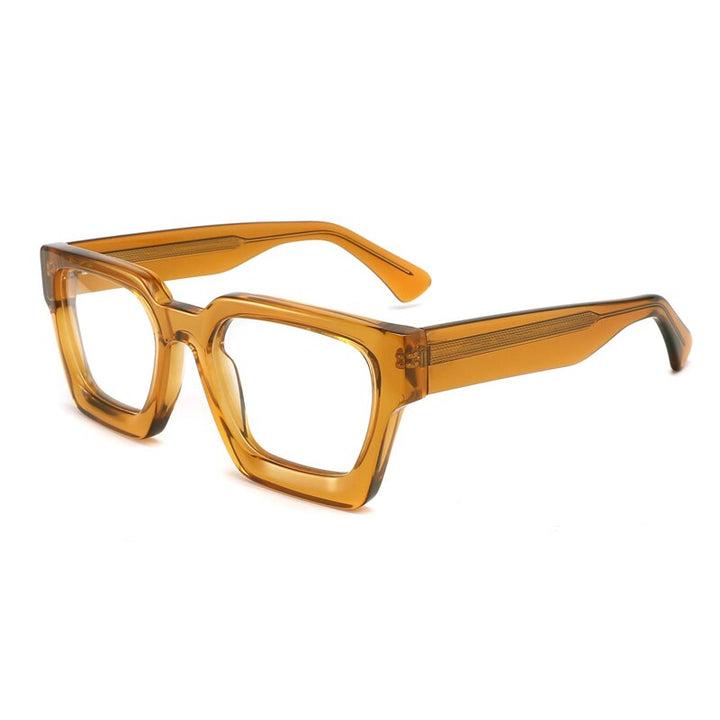 Gatenac Unisex Full Rim Large Square Acetate Eyeglasses Gxyj885 Full Rim Gatenac Orange  