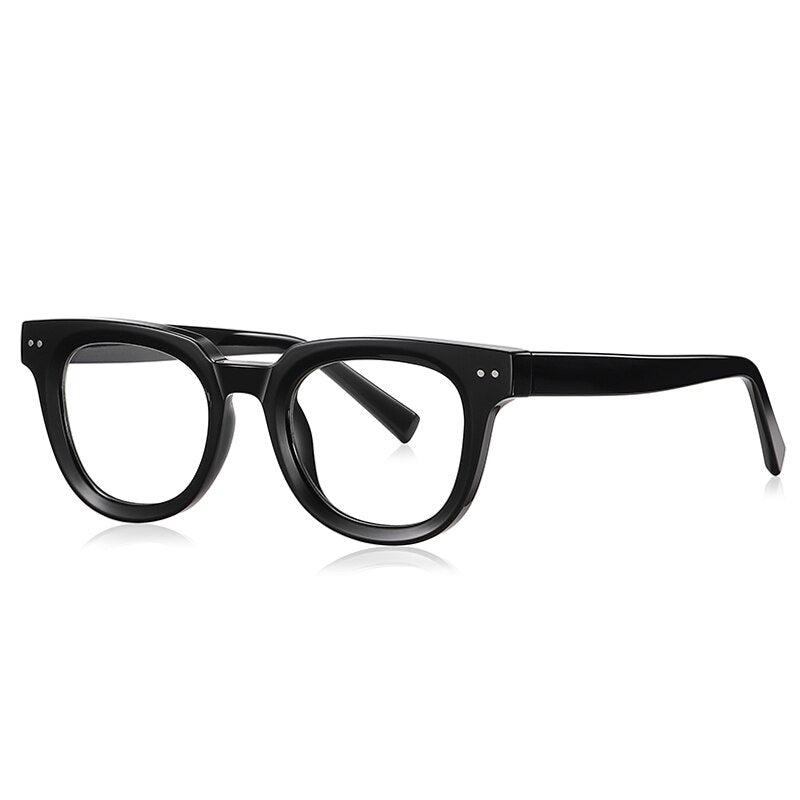 Reven Jate Unisex Full Rim Square Oval Tr 90 Acetate Alloy Eyeglasses 2120 Full Rim Reven Jate black  