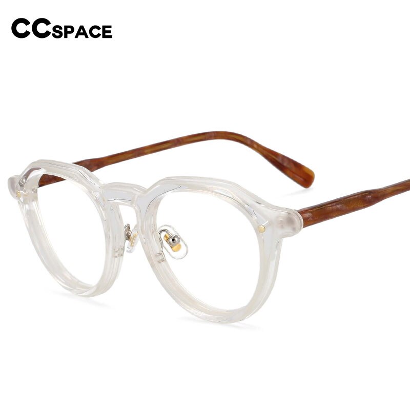 CCspace Unisex Full Rim Round Acetate Frame Eyeglasses 54541 Full Rim CCspace   