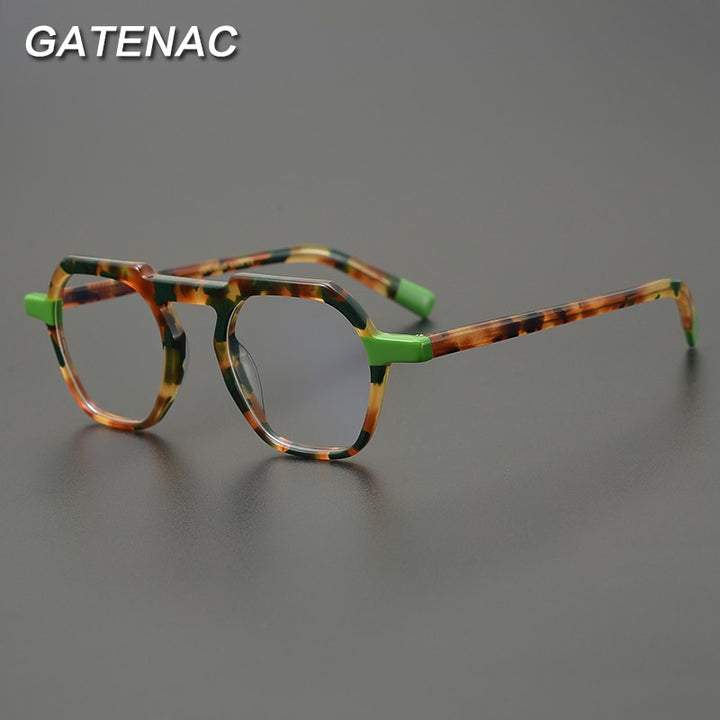 Gatenac Unisex Full Rim Oval Square Acetate Browline Eyeglasses Gxyj830 Full Rim Gatenac   