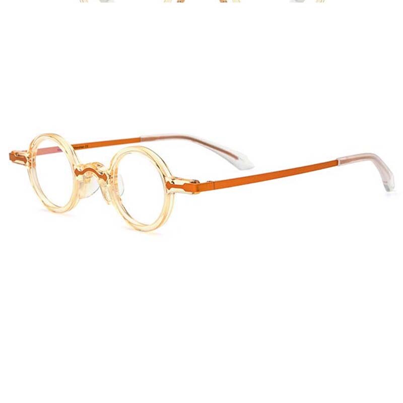 CCspace Unisex Full Rim Small Round Acetate Eyeglasses 53151 Full Rim CCspace Orange China 