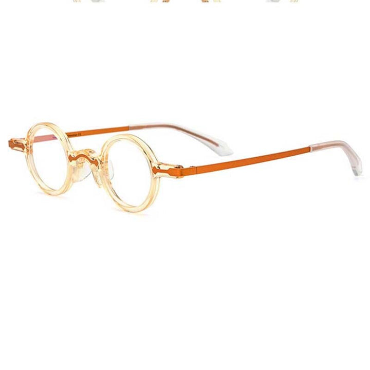 CCSpace Unisex Full Rim Small Round Acetate Eyeglasses 53151 Full Rim CCspace Orange China 