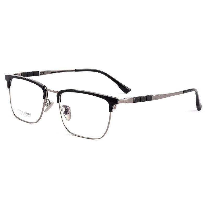 Handoer Men's Full Rim Square Titanium Eyeglasses 9018 Full Rim Handoer Black Gray  